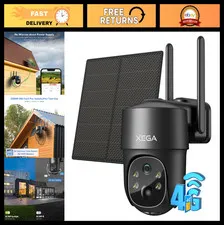 4G LTE Solar Security Camera - No WiFi, 2K HD PTZ, Night Vision, Motion Detectio