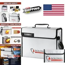 Large Fireproof Document Bag 15 x 12 x 5 Inches Silicone Fiberglass Silver