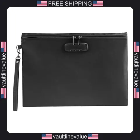 fireproof document bag 14.3x10.2 inch with lock waterproof storage for cash