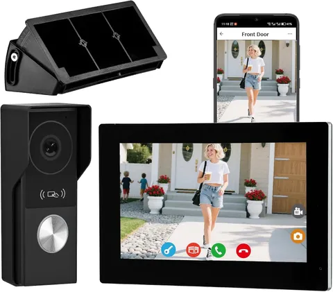 2 Wire Video Door Phone Intercom 7 Inch Touch Screen 1080P RFID
