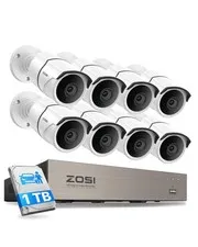 ZOSI 3K Lite Home Security Camera System with Audio, AI Wired-8Cam, White