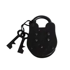 Antique Style Iron Padlock with 2 Skeleton Keys Black Metal Vintage Decor Chest