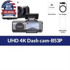 Dash Cam 4K UHD Recording Car Camera DVR Night Vision Video Recorder Built-In Wi