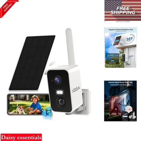 4G Cellular Security Camera 2K Night Vision 10,000mAh Battery No WiFi Needed