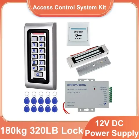 Door Access Control System Kit IP68 RFID Keypad + 180KG Electric Magnetic Lock