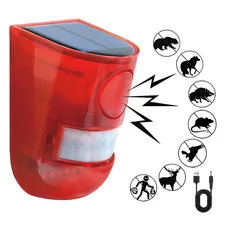 Solar Strobe Light Alarm Motion Sensor Outdoor Sound Siren 129db Security Light