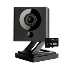 Wyze Cam Black V2 1080P Indoor WiFI Smart Home Camera with 32GB microSD Card