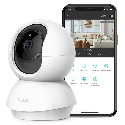 Tapo TP-Link 2K Pan Tilt Security Camera for Baby Monitor, Dog 1-Pack, White