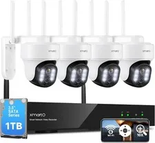 XMARTO 10X Zoom WiFi6 Security Camera System Wireless PTZ Set 1TB 