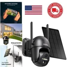 Solar Powered Wireless Security Camera with 2K Color Night Vision for Outdoors