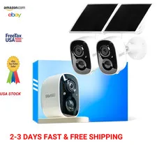Wireless 2K Solar Security Camera Outdoor Battery Powered No NVR Setup Motion