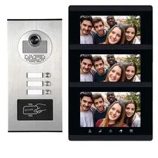 AMOCAM Upgrade Versions 3 Units Apartment Intercom System 7 inch Touch
