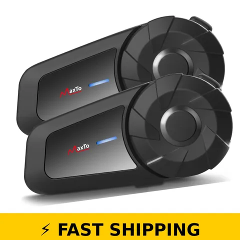 MAXTO MX1 Motorcycle Bluetooth Headset 800M Intercom 2 Pack