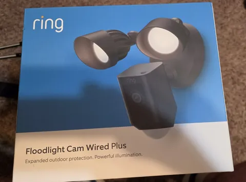 Ring Floodlight Cam Wired Plus Outdoor Wired Full HD Surveillance Camera - Black