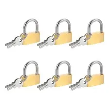 6Pcs Solid Brass Padlock with Key 1" Wide Body Small Locks Lock
