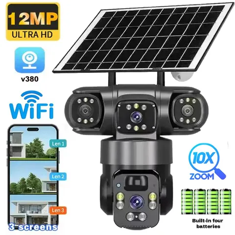 Camara De Seguridad 4K Solar WiFi Inalambricas Para Exterior Con Vision Nocturna