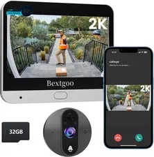 2K Video Peephole Doorbell Camera Card with 32GB Memory Card