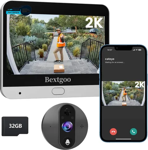 2K Video Peephole Doorbell Camera Card with 32GB Memory Card