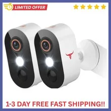 2 Pack Wireless Security Camera System Smart Night Vision Outdoor WiFi Cameras