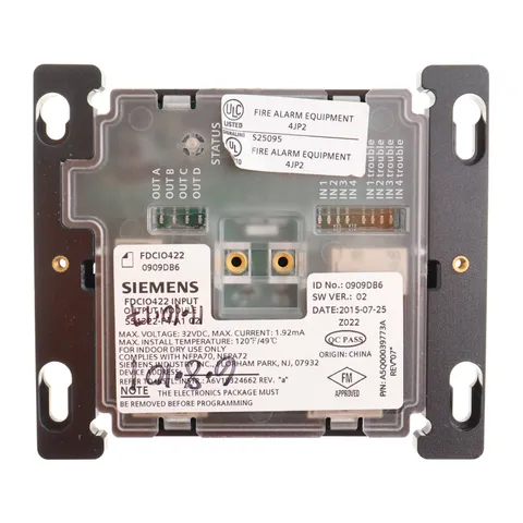 SIEMENS FDCIO422 ADDRESSABLE INPUT/ OUTPUT MODULE, 120V