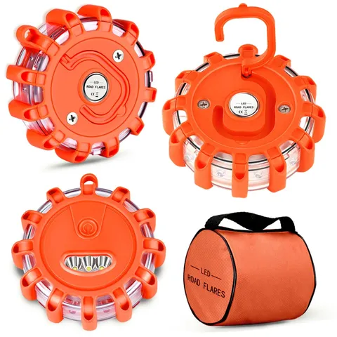 Tobfit 3 Pack LED Road Flares Emergency Lights Roadside Safety Beacon Disc Fl...