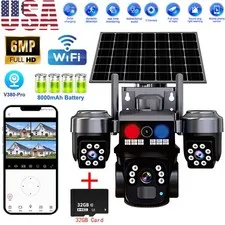6MP Solar Battery Powered Wireless Security Camera System Outdoor Home Wifi USA