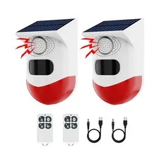 Solar-Powered Infrared Alarm, IP65 Waterproof Rating with 120-decibel Alarm S...