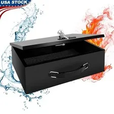 Fireproof Waterproof Lock Box W/ Combination Key Lock Portable Security Safe New
