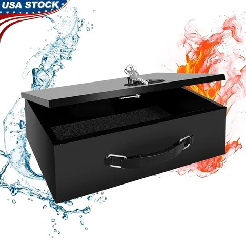 Fireproof Waterproof Lock Box W/ Combination Key Lock Portable Security Safe New