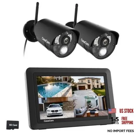 Wireless Security Camera Air, 7 inch Monitor, 2 2 Piece Set HD Camera Black