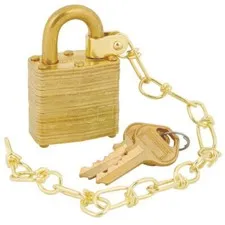 Box of 20 Master Lock 5340-00-291-4211 Brass Padlock Set Gold w/ Chain - 2 Keys
