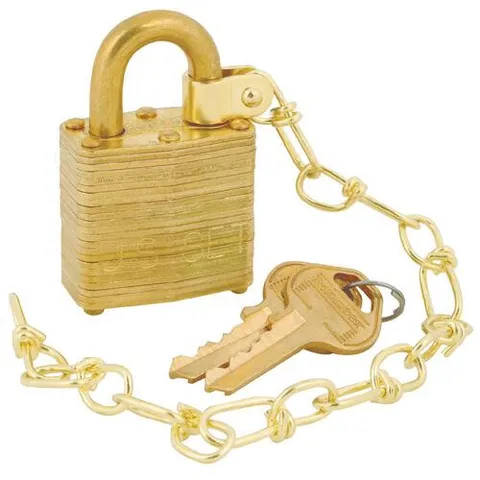 Box of 20 Master Lock 5340-00-291-4211 Brass Padlock Set Gold w/ Chain - 2 Keys