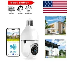 Home Security Light Bulb Camera - 2K Resolution with Motion & Human Detection