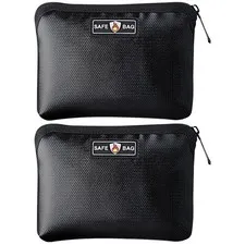 2 PCS Fireproof Lithium Battery Bag Zipper Money Pouch Cash Safe Travel Home