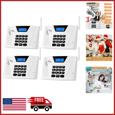 Hands-Free Wireless Intercom for Home 4 Pack with Group Call and Auto Answer