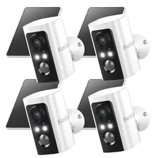 FAMVIVA 2K Security Cameras Wireless Outdoor with Solar Panels, 4 Pack, White