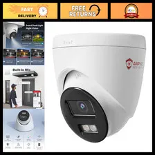 4MP Outdoor PoE IP Security Camera - Wired Turret Surveillance System, Night Vis