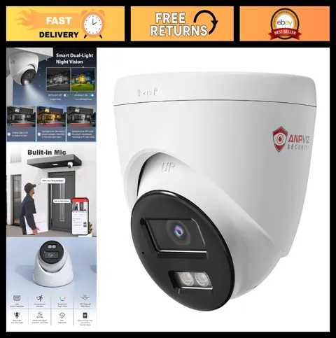 4MP Outdoor PoE IP Security Camera - Wired Turret Surveillance System, Night Vis