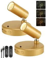 EZVALO LED Spotlight Indoor, 5500mAh Rechargeable Battery-Powered 2Pack, Gold