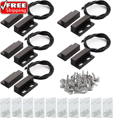5Pcs Recessed Wired Security Window Gate Contact Sensor Alarm Magnetic Reed Swit
