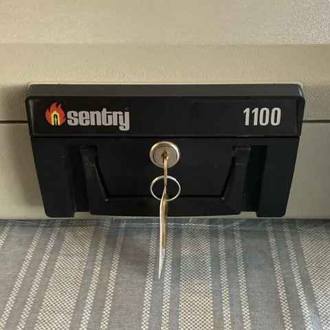 Sentry 1100 Small Fire Resistant Safe 30 Min Key Lock 2 Keys Beige/Black