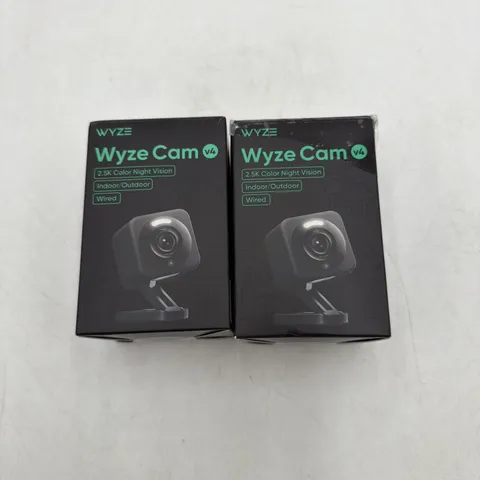 Lot Of 2 Wyze Cam V4 2.5K Color Night Vision Indoor/Outdoor Black Google Alexa