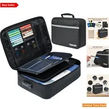 Stylish Portable Document Organizer: Fire & Water-Resistant Case with Lock 15x11