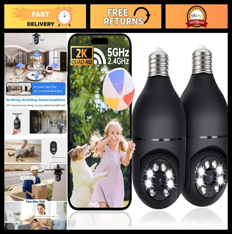 2K Wireless Outdoor Security Cameras, 360° PTZ, Color Night Vision, AI Detection