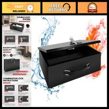 Fireproof Lock Box with Key & Combination, Portable Safe for Documents, Jewelry,