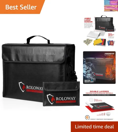 Large 17 x 12 x 5.8 inches Fireproof Bag, Water Resistant Fireproof Document ...