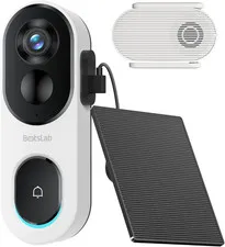 Solar Powered Doorbell Camera Wireless, No Subscription Required, 2K Video Doorb