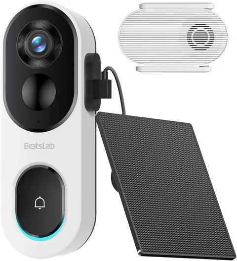 Solar Powered Doorbell Camera Wireless, No Subscription Required, 2K Video Doorb