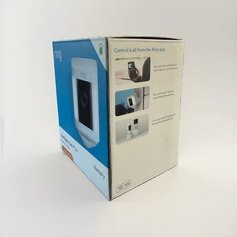New Ring Spotlight Cam Plus Outdoor/Indoor Wireless 1080p Battery Camera - White