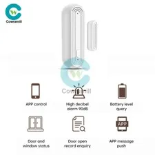 Tuya WIFI Smart Home Door Window Alarm Sensor Detector 90DB Alarm APP Control